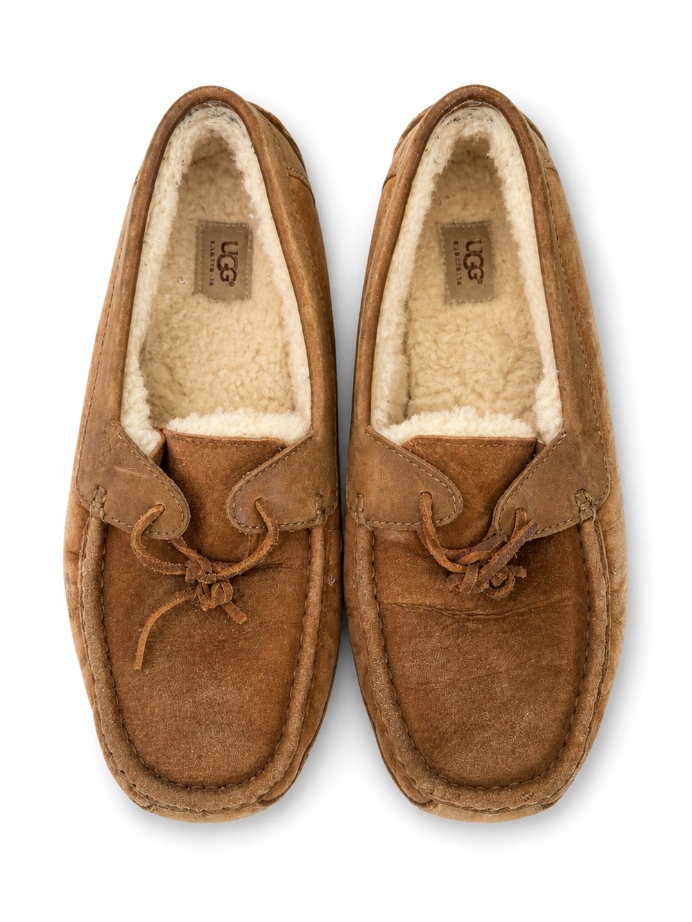 UGG Ascot Slippers Chestnut Shearling Lined Moccasin Loafer Lounge Shoes Size 11
